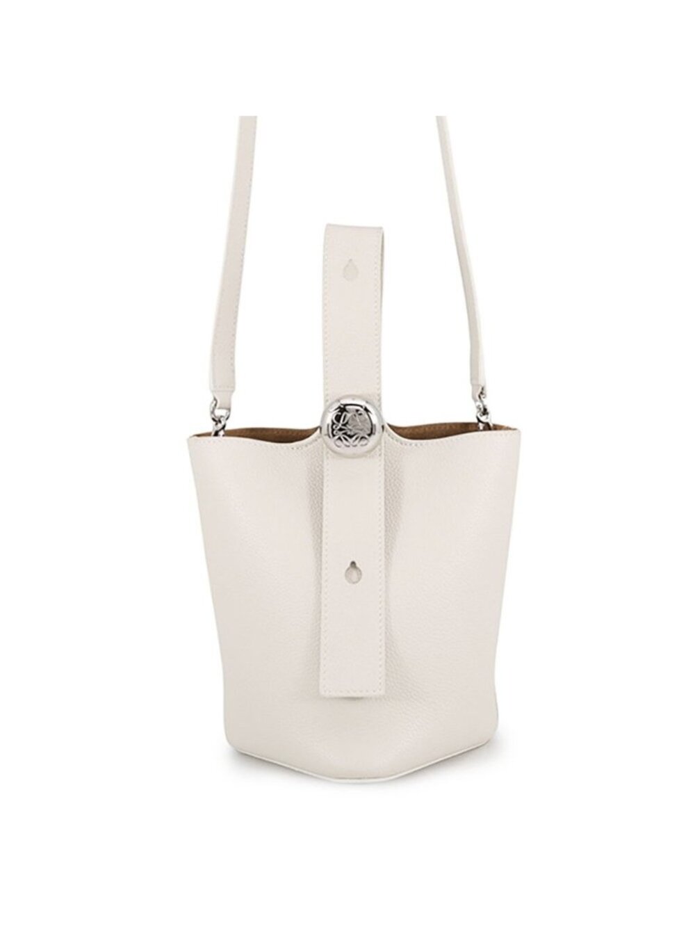 Loewe Handbag Pebble Baguette Mini Leather 2-Way White